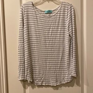 Striped top with lace button detail on back